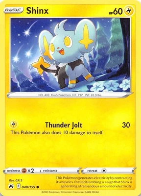 Shinx (40) 040/159 Crown Zenith Pokemon 003304 - Image 1 of 2