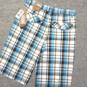 Pantaloncini chino Southpole uomo 32 blu a quadri 15" cuciture interne skater larghi grunge nuovi con etichette - Foto 1 di 9