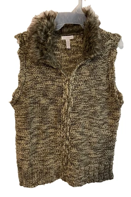 Charter Club Sweater Vest Size Large Faux Fur Full Zip Acrylic Blend NEW - Image 1 of 4