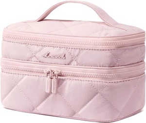 Organizador de Maquillaje Rosa Doble Capa Mujer Grande Estuche de Cosméticos para Joyería de Viaje - Imagen 1 de 13