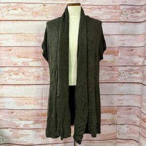 Eileen Fisher Open Front Cardigan Sweater Size Small Moss Green Short Sleeve - Bild 1 von 6