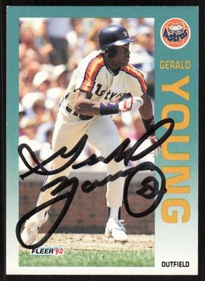 1992 Fleer Gerald Young Auto Houston Astros #446 Card Signed - Image 1 of 2