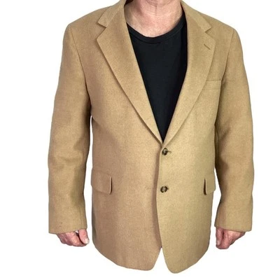 Blazer La Crosse Hombre 44L Largo Beige 2 Botones Cabello Camel Lana Abrigo Deportivo De Colección Foto 1 de 4