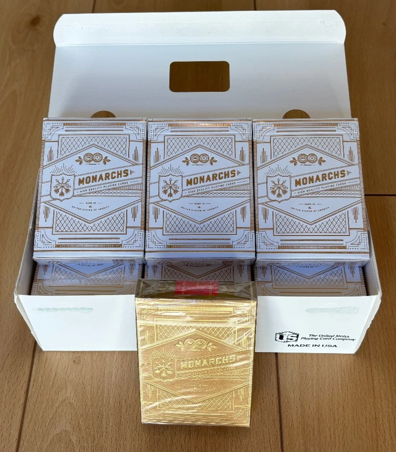 13 Monarchs White/Gold Poker Decks Playing Cards Theory 11 Brick Limited Rare - Image 1 of 4