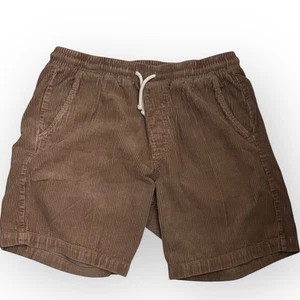 Adam Mar Brown Corduroy Shorts Mens Medium Taupe Pull On Drawstring Pockets - Picture 1 of 3