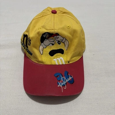 Vintage M&M's Racing NASCAR Ken Schrader Snapback Cap Hat OS Yellow Red READ - Image 1 of 4