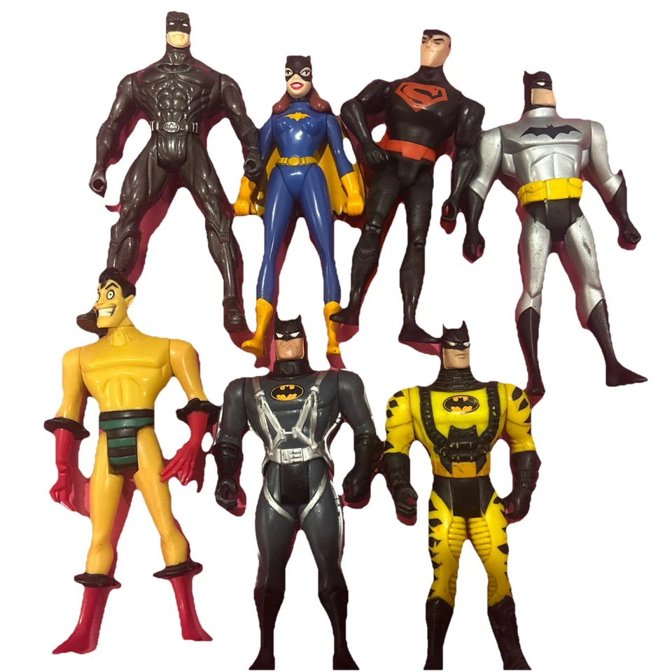 Lot of 7 Vintage 80s 1990s Super Hero Figures Batman Robin Batgirl Incomplete - Image 1 of 4