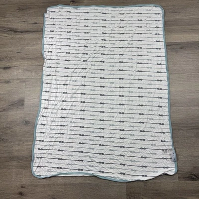 Kickee Pants Bamboo Swaddle Blanket Nautical Knot Baby Blue & White Soft FLAW - Image 1 of 4