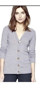 Tory Burch V-Neck Logo Button Cardigan Cotton Preppy Capsule White Sz XS - Picture 1 of 7