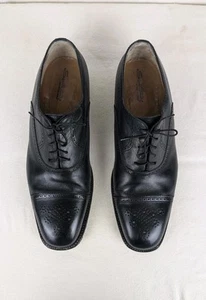Santoni schwarz Leder Kappe Zehe Oxford elegante Schuhe Herren Größe 13 D Schnürschuhe Italien - Bild 1 von 14