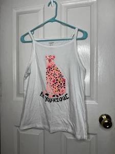 Arizona Jeans Tank Top Girls Size 2XL 20 Plus White Cheetah Be Younique Shirt - Picture 1 of 4