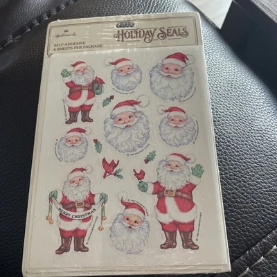 Santa Claus Hallmark Stickers Sealed Merry Christmas 4 Sheets Vintage 1982 - Image 1 of 4