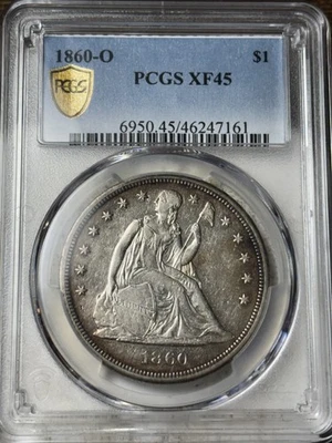 1860-O $1 PCGS XF-45 Seated Liberty Silver Dollar - Image 1 of 3