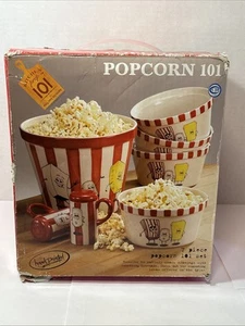 Kitchen Prep 101 by Tabletops Unlimited Ceramic Popcorn 7 Piece Hand Painted New - Picture 1 of 24