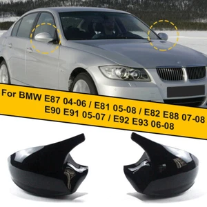 For BMW E90 E91 E92 E93 Pre-LCI 323i 328i M3 Style Gloss Black Mirror Cover Cap - Picture 1 of 8