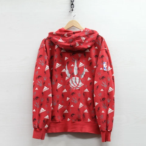 Toronto Raptors Adidas Sweatshirt Hoodie Size Small Red NBA Full Zip Cover