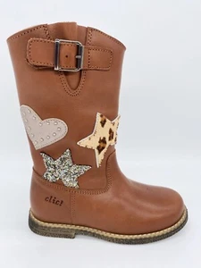 Clic! Winterstiefel, Lammfell, Gr. 27, braun, Herz, Stern, Glitzer, NEU 132,90€ - Bild 1 von 5
