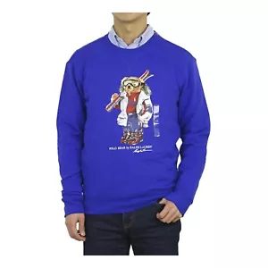 Polo Ralph Lauren Polo Bear Preppy Bear Crewneck Pullover Sweatshirt - Royal - - Picture 1 of 3