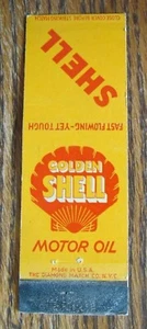 GOLDEN SHELL MOTOR OIL MATCHBOOK MATCHCOVER -E20 - Picture 1 of 2