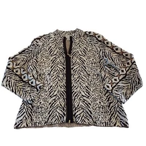 St. John Sport Vintage Wool Animal Print Sweater Jacket Full Zip Rare Pattern - Picture 1 of 10
