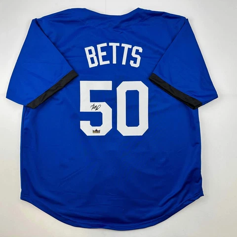 Facsimile Autographed Mookie Betts Los Angeles Blue Reprint Auto Jersey Men's XL Cover