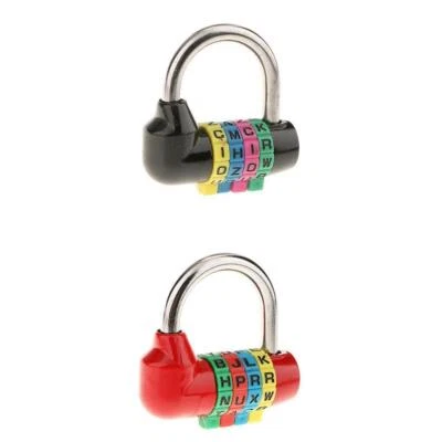 2 Pieces 4 Digital Dial Letter Combination Padlock Code Lock Travel Luggage - Image 1 of 4