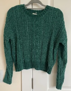 Sexy High Neck Long Sleeve Cozy Soft Green Crop Sweater Top Sz XL New! - Picture 1 of 8
