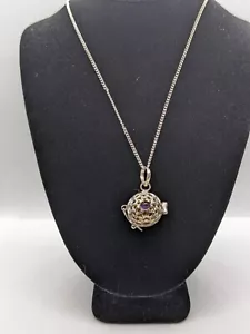 926 Sterling Silver Lotus Flower Cage Harmony Ball on a 18" Silver Necklace - Picture 1 of 9