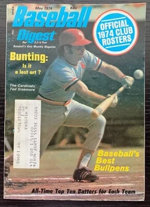 BASEBALL DIGEST MAGAZINE MAY 1974 TED SIZEMORE ST LOUIS CARDINALS COVER VF - Picture 1 of 2