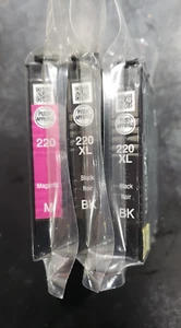 Cartuccia inchiostro originale Epson 3 pk 220XL nero e magenta data scadenza 2027 - Foto 1 di 2