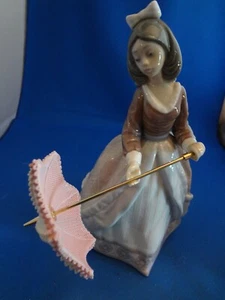 Lladro Daisa Jolie 1983 Porcelain Figurine Woman w/ Pink Parasol 7.75" Spain - Bild 1 von 9