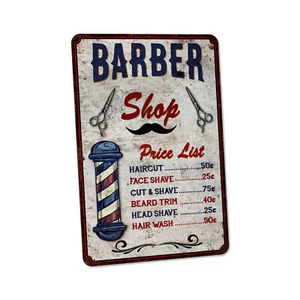 Barber Shop Sign Barber Shop Price List Hair Stylist Metal Sign 108122001097 - Picture 1 of 7