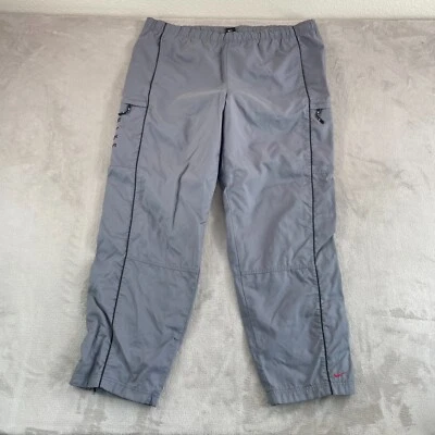 Vintage Nike Windbreaker Pants Men 2XL Gray Nylon Baggy Ankle Zip Lined Swoosh - Image 1 of 4