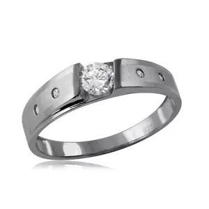 Anello Nuziale In Argento Sterling Con Pietre CZ A Finitura Opaca Per Uomo - Foto 1 di 2