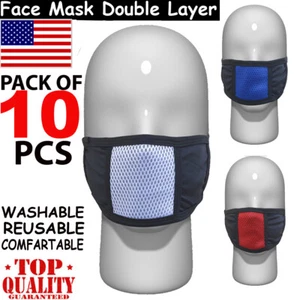 10er Pack Gesichtsmaske Wiederverwendbar Waschbar Atmungsaktiv Unisex Schwarz Gesichtsmaske - Bild 1 von 5