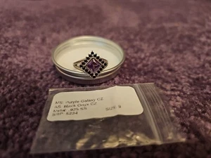 ryze Purple Galaxy CZ Black Onyx CZ Size 9 Sterling Silver SRP 234 FREE SHIPPING - Picture 1 of 4