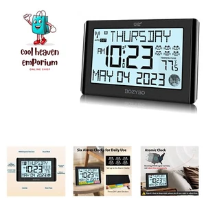 Digital Clock with 6 Alarm Clocks: Atomic Clock with Indoor Temperature Self ... - Picture 1 of 8