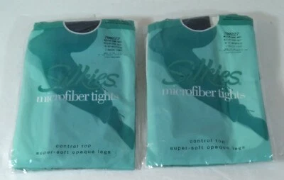 Silkies Microfiber Tights-LOT OF 2 ~ MEDIUM Control Top Super Soft Opaque Legs - Image 1 of 3
