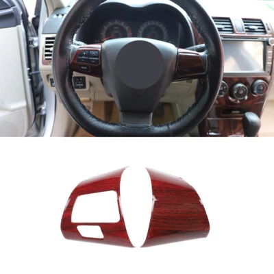 Cubierta del marco del volante delantero de madera roja ABS para Toyota Corolla 2011-2013 Foto 1 de 4