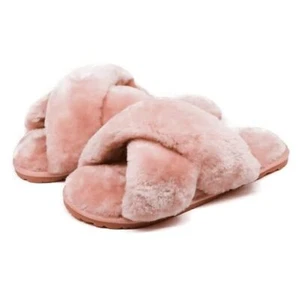 Women's Fuzzy Fluffy House Slippers Cute Plush Memory Foam Shoes 7-8 Pink - Picture 1 of 7
