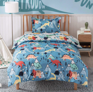 Bedsure Single/Toddler Duvet Set-  Kids Dinosaur Bedding Set and Pillow case