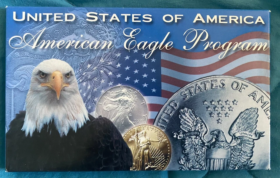 2000 Millennium Silver Eagle 24k Gold Plated 99.9% & Reg. Silver Eagle - Image 1 of 3