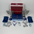 American Girl Hanukkah Gift Set (2) Complete Menorah Dreidel Gelt Bracelet Bag