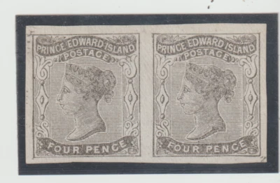 Prince Edward Island Scott #9d Imperf Pair MNG Proof 4d Black Fine - Image 1 of 2
