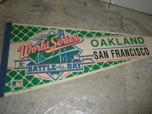 Banderín De Colección Aprox 30" 1989 Serie Mundial Batalla de la Bahía Oakland & Giants - Imagen 1 de 5