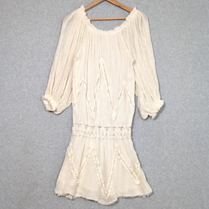 Mini Vestido Jen's Pirate Booty Boho Encaje Talla Mediana Elastizado Gasa Crema - Imagen 1 de 10