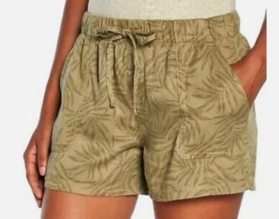 NUEVO CON ETIQUETAS GAP Para mujeres Lyocell Cordón Pull-On Tencel Pantalones Cortos Olive Jungle Vines Pequeños Foto 1 de 2