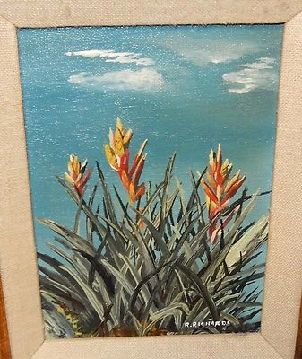 PINTURA AL ÓLEO A BORDO PLANTA YUCA MOHAVE CALIFORNIA R. RICHARDS Foto 1 de 4