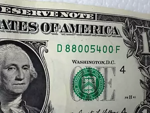 Fancy Serial Number One Dollar Bill 2021 D 8800 5400 F - Picture 1 of 4