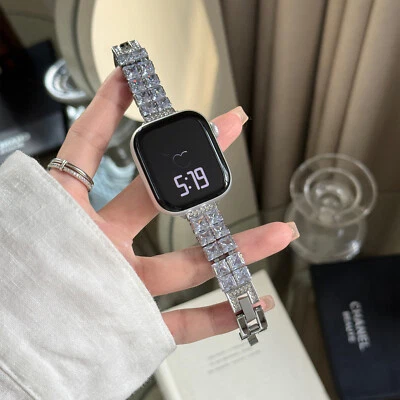 Correa de metal con diamantes para Apple Watch Series 10/9/8/7/6/SE/correa brillante brillante brillante Foto 1 de 3